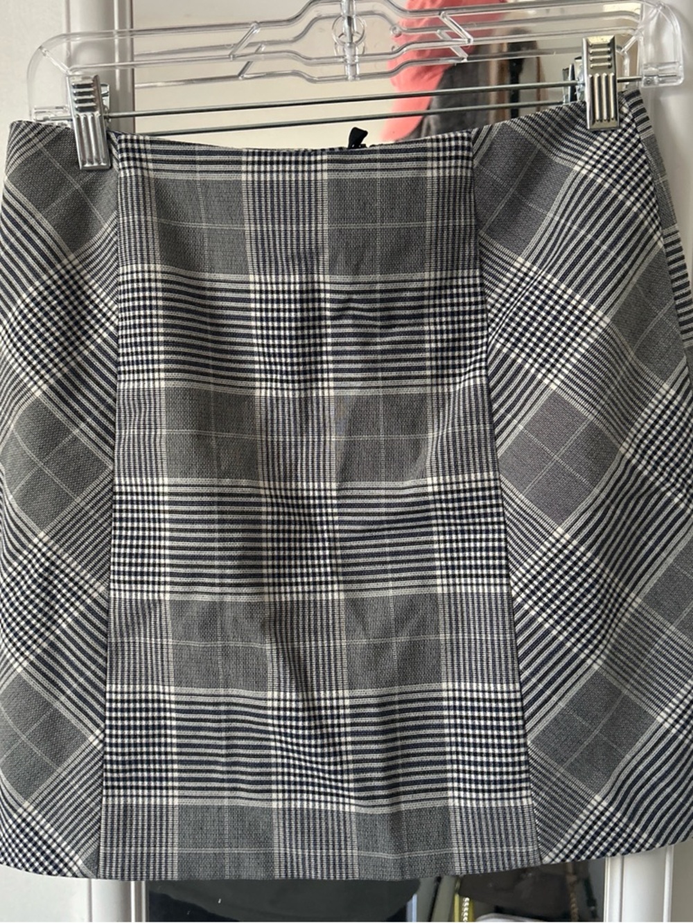 H&M Gray and White Plaid A-Line Skirt